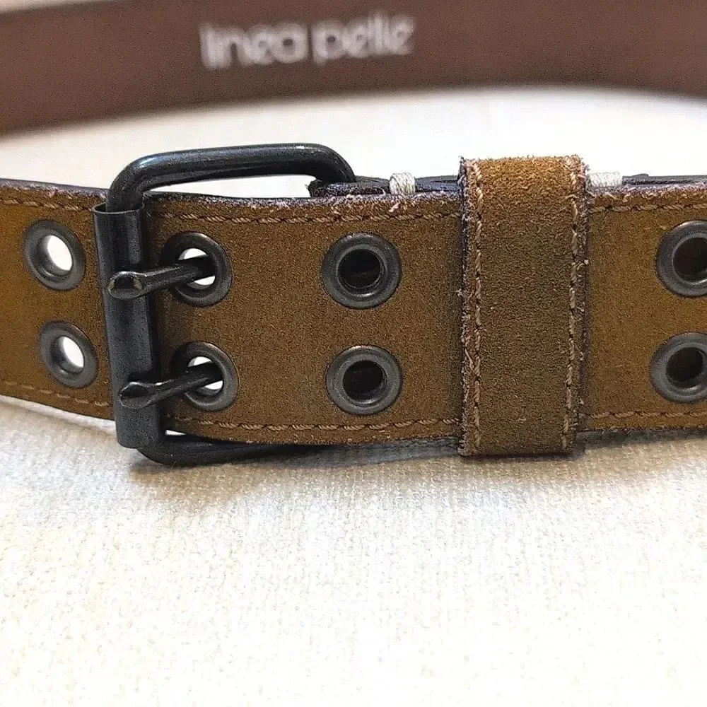 Linea Pelle Double Prong Suede Leather Belt Size M